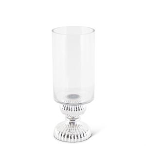 Glass Vase/Candle Holder with Silver Base