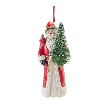 Santa with Cardinal Ornament