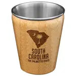 Engraved Bamboo & Stainless SC Shot Glass