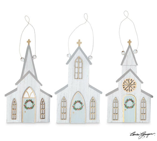 Wood Church Ornament