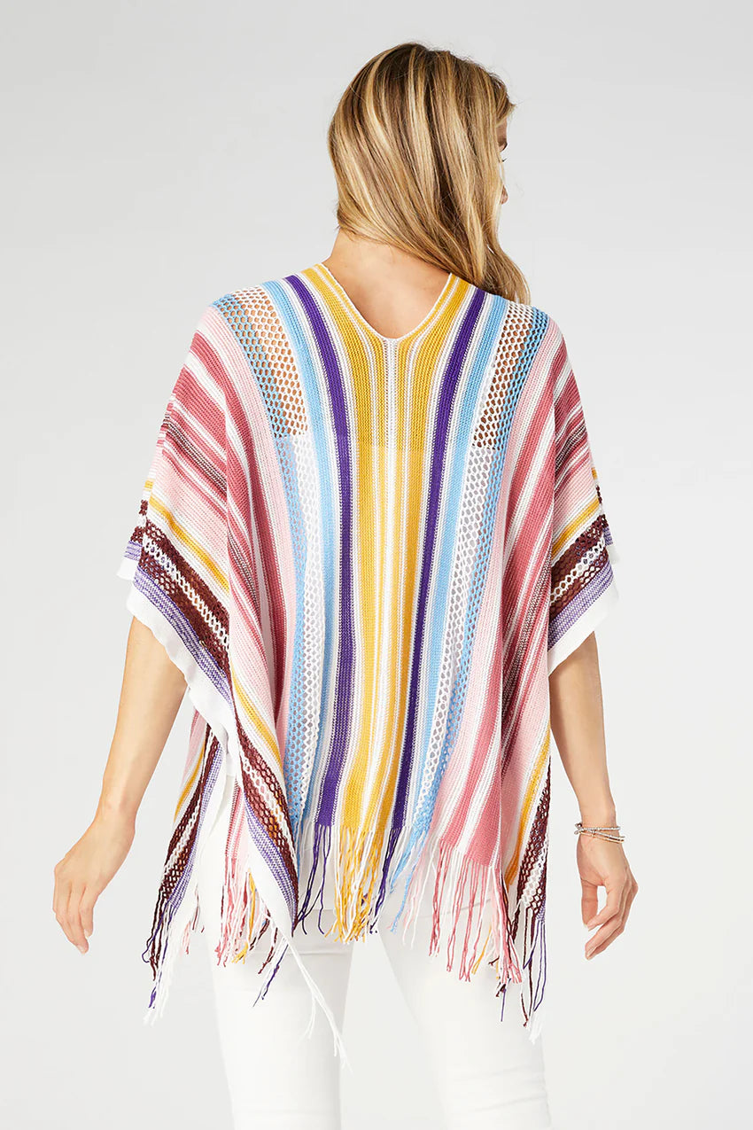 Neva V-Neck Poncho with Fringe