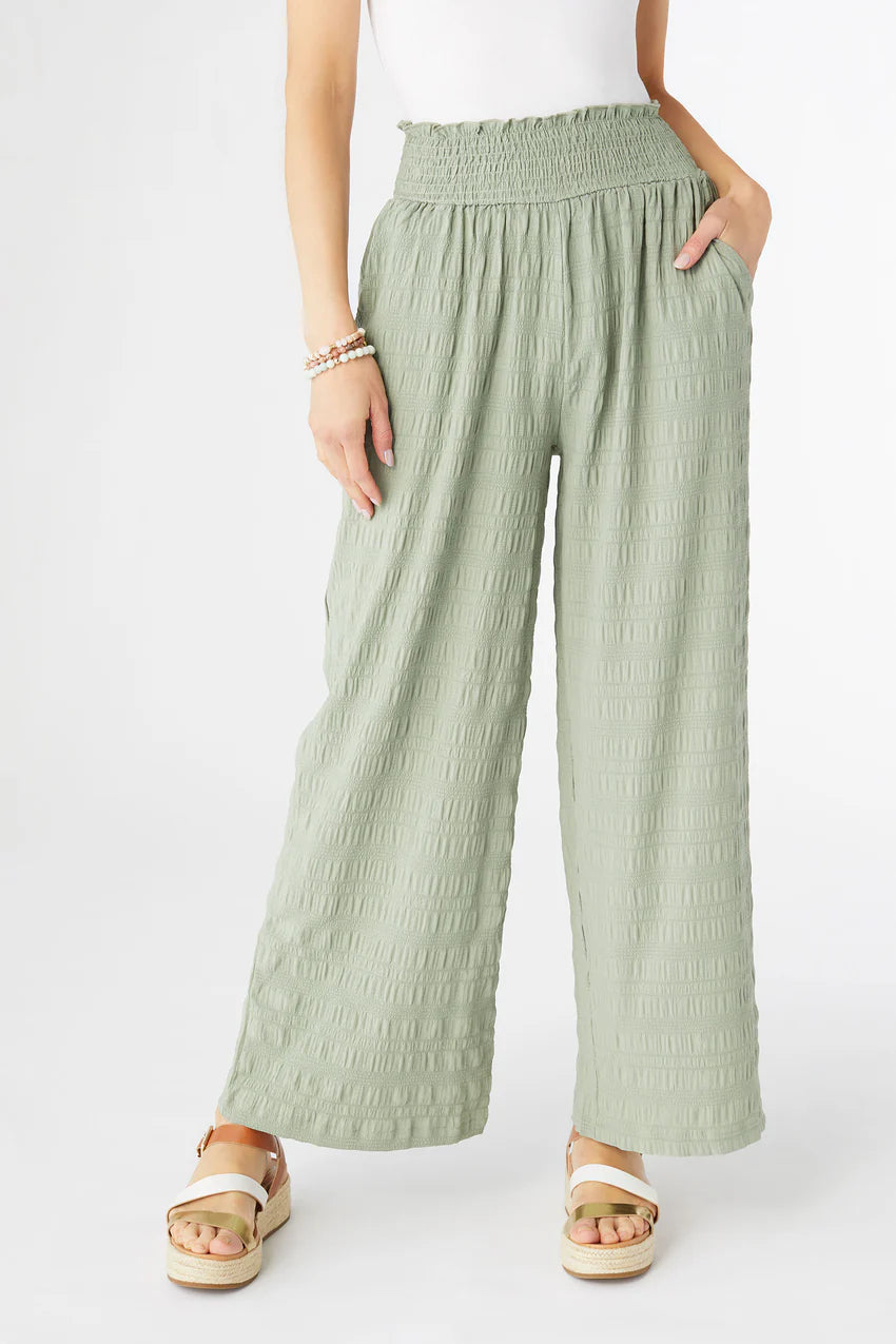 Lillian Flowy Textured Pant with Cinched Waist