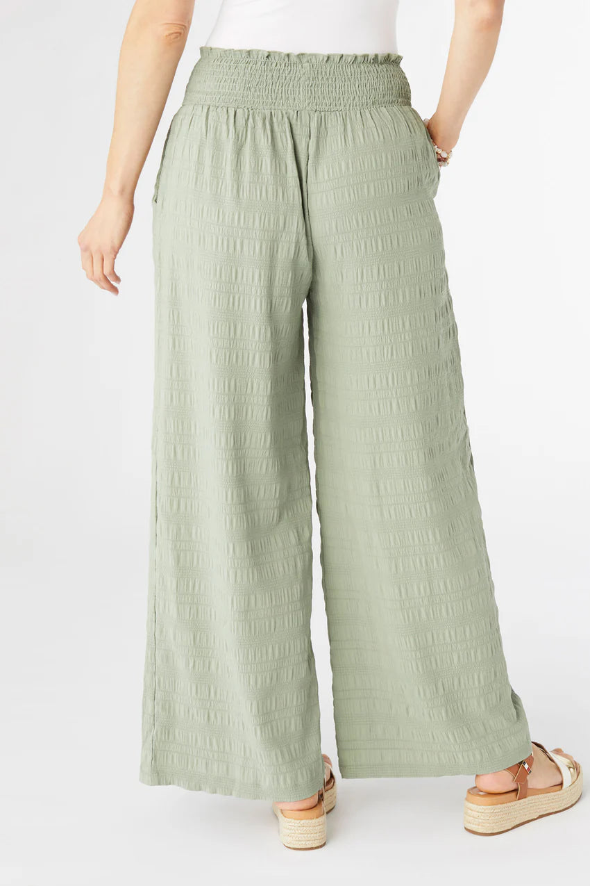Lillian Flowy Textured Pant with Cinched Waist