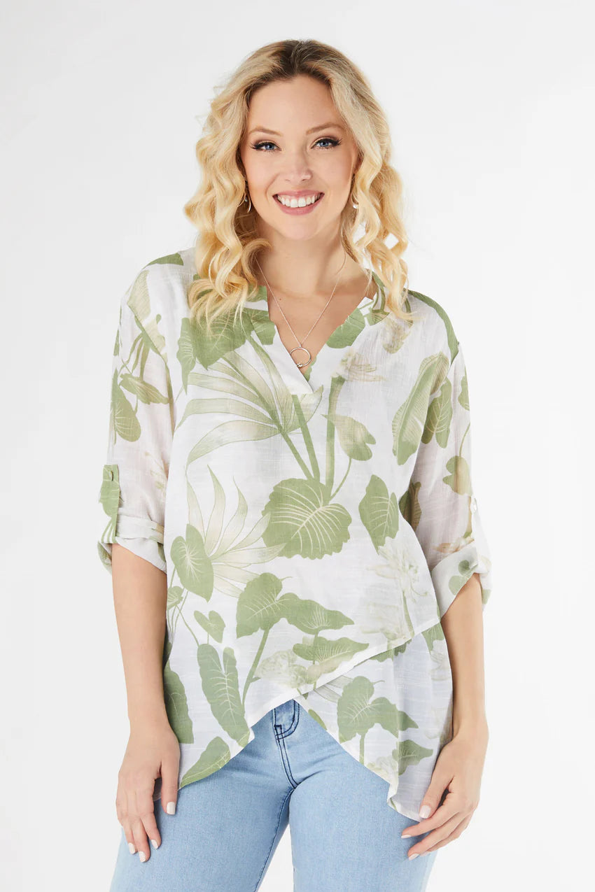 Mayumi Printed Gauze V-Neck Tunic