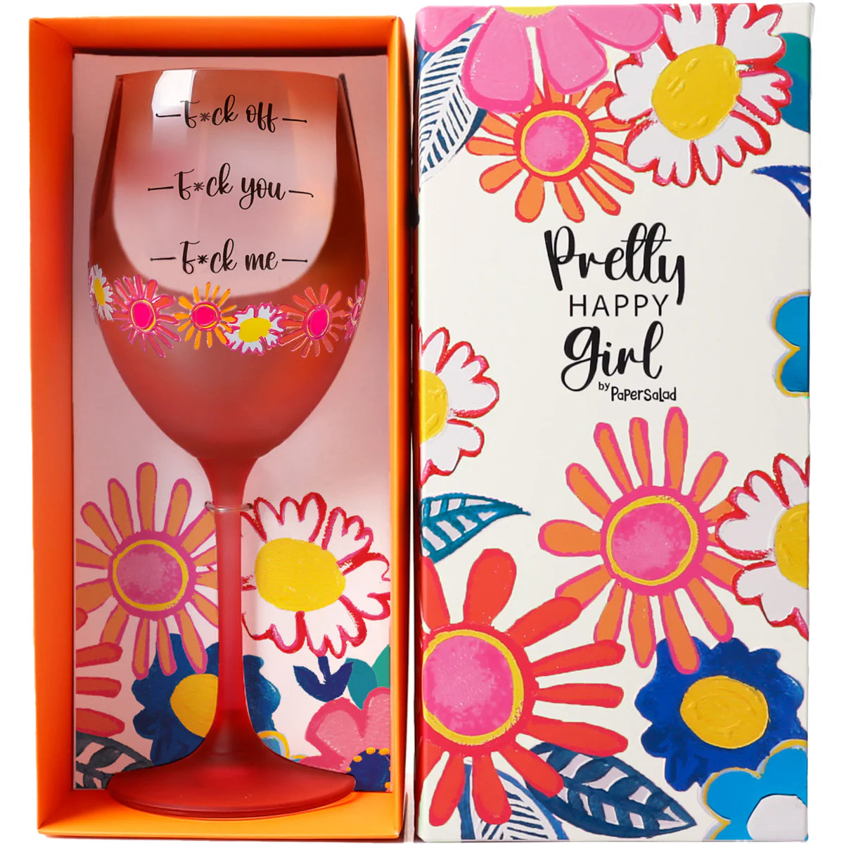 Pretty Happy Girl 18oz Wine Glass