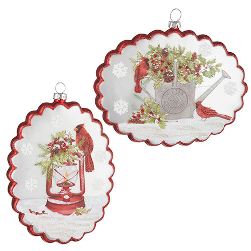 Cardinal Scalloped Disc Ornamen