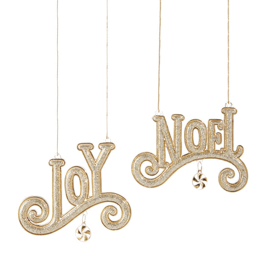 Gold Joy and Noel Ornament