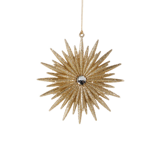 Champagne Glittered Starburst Ornament