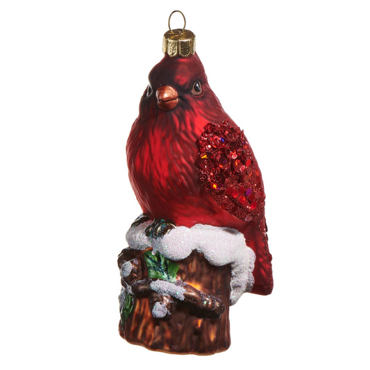 Cardinal on Stump Ornament