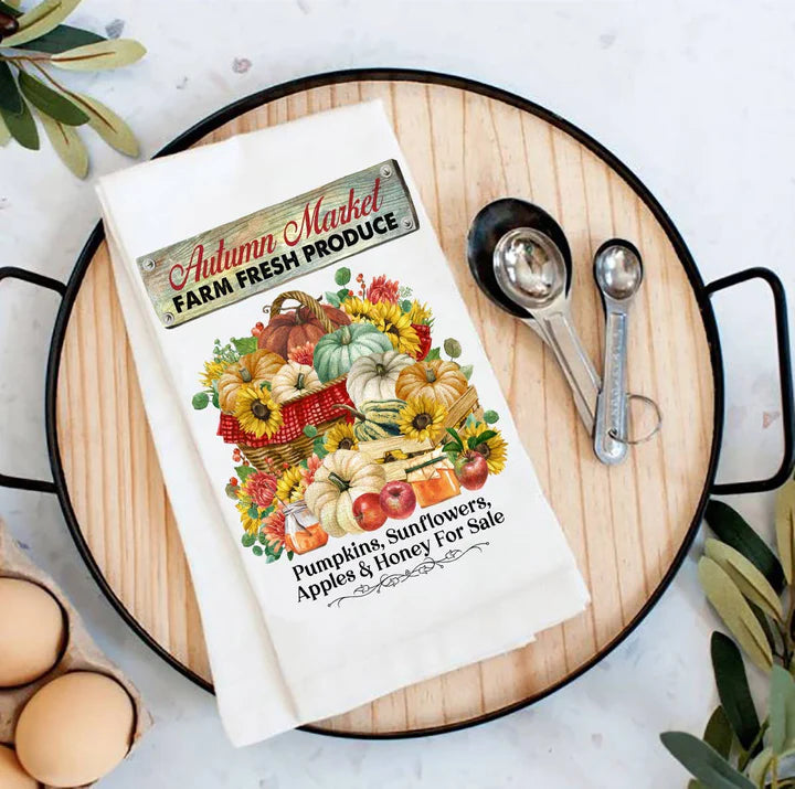 Halloween/Fall Flour Sack Tea Towel