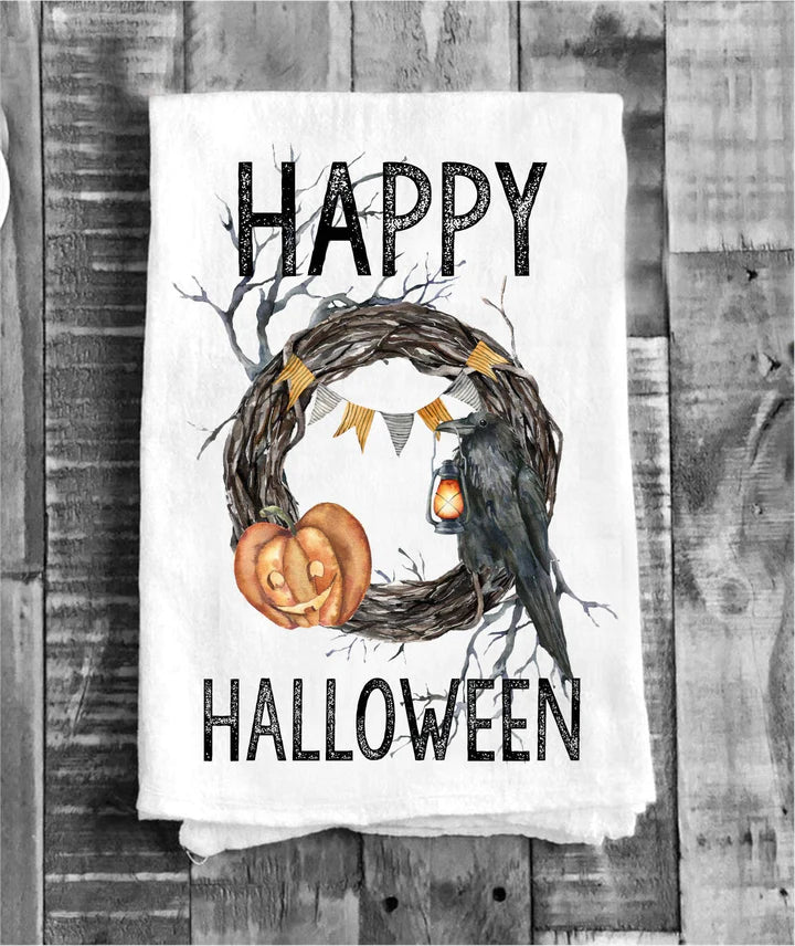 Halloween/Fall Flour Sack Tea Towel