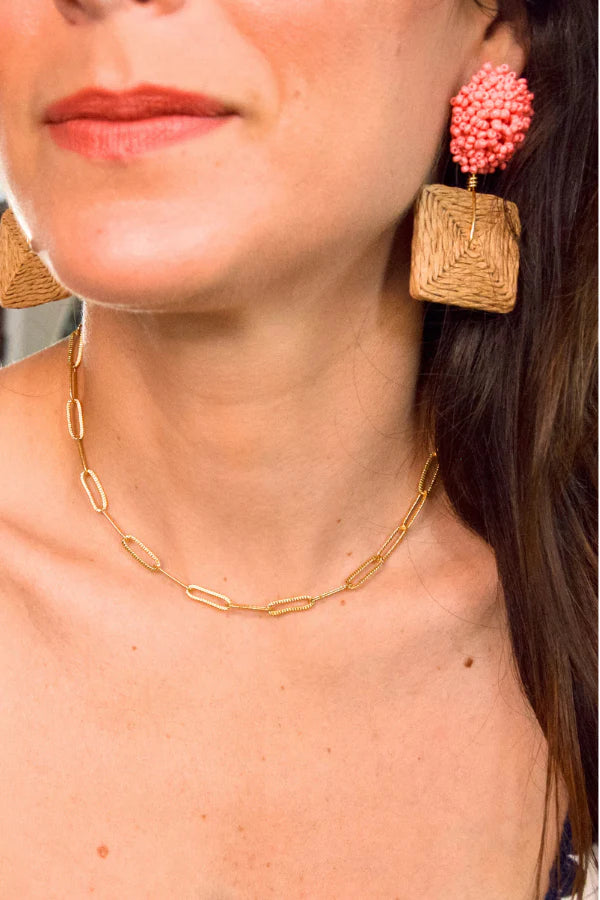 Millie B Etched Links Necklace Gold